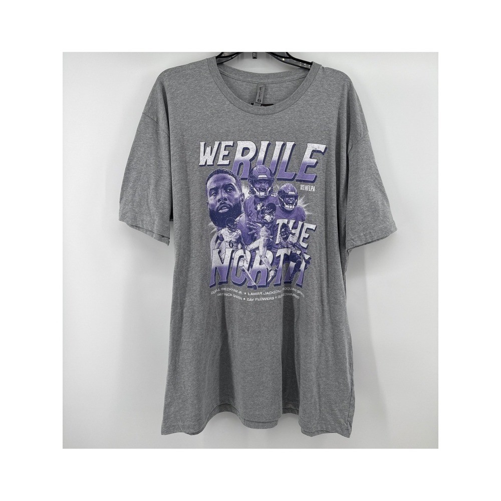 500 Level Baltimore Ravens We Rule The North NFLPA Graphic T-Shirt Gray XXL NEW